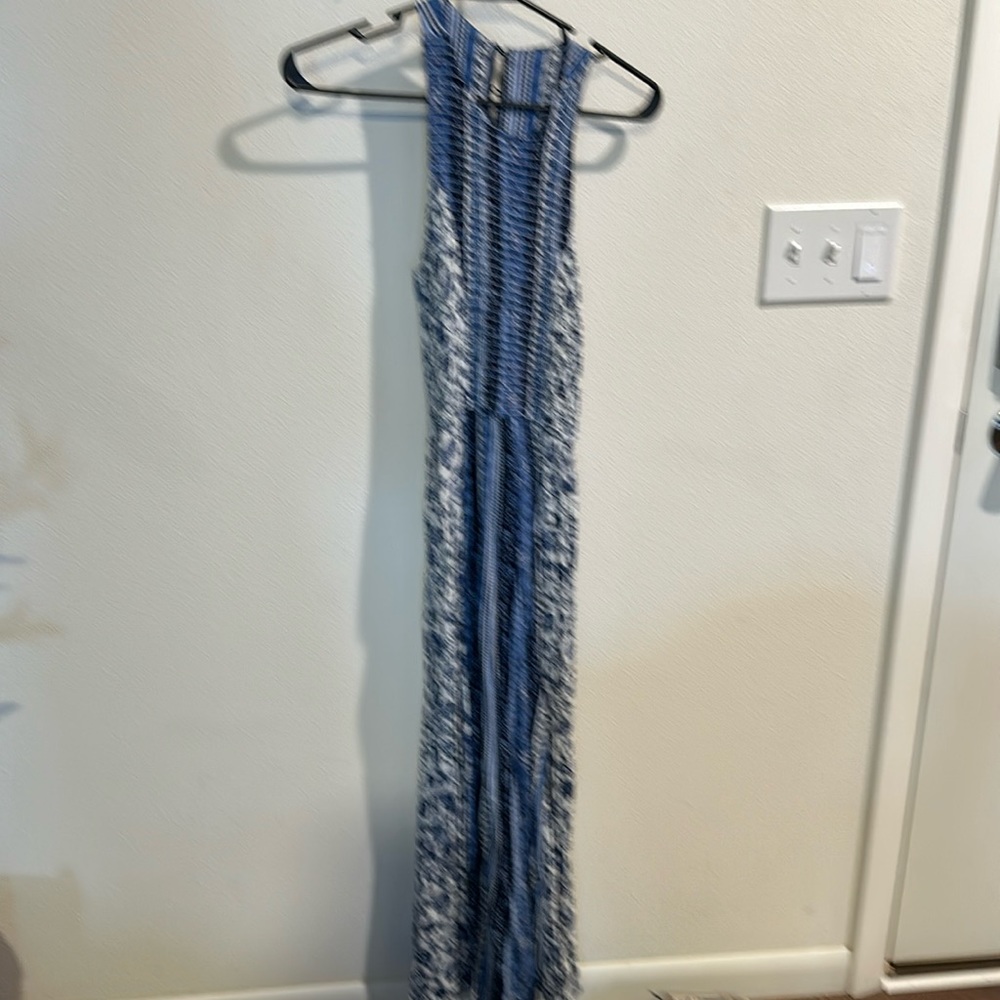 Blue and white maxi dress